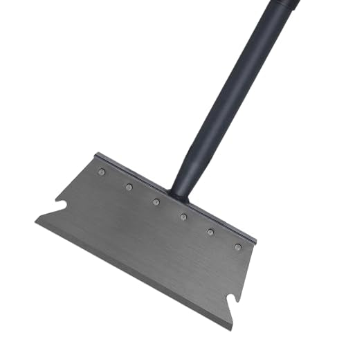 Garden Shovel, Ice Scraper, Multifunctional Cleaning Shovel with 59" Adjustable Handle Heavy Duty Garden Tool for Lawn Edging, Scraping, Weed and Ice Removal - color: Black