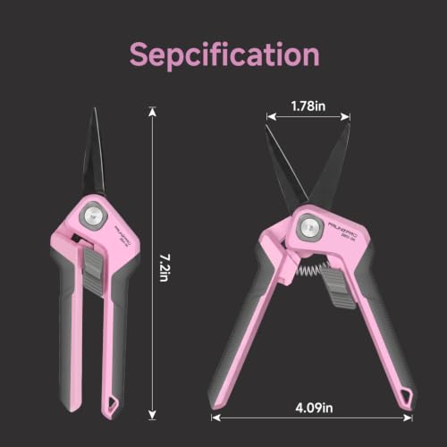 PrunePro® Garden Scissors Precise Cuts for Women Lightweight Sharp Snip - color: Pink