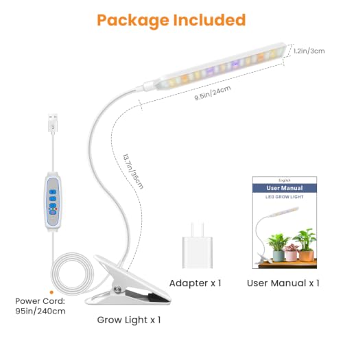 Kullsinss Clip-on Grow Lights for Indoor Plants, 57 LEDs 10W Plant Light - size: 1 Head-White