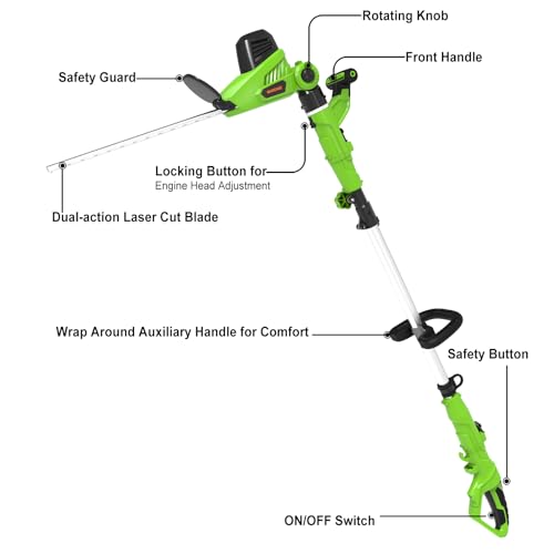 GARCARE 2 in 1 Electric Pole Hedge Trimmer Corded 18 inch Blade 4.8Amp 600W - size: 2 in 1 - 18 inch