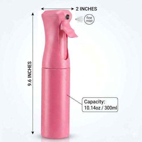 VIGOR PATH Continuous Mist Pink Spray Bottle 300ml Fine Mist for Hair - color: Pink - 10oz