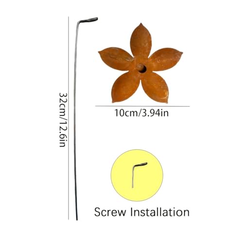 Rustic Metal Coneflower Garden Stakes, Set of 3 Rusted Iron Daisy Yard Art - color: Metallic