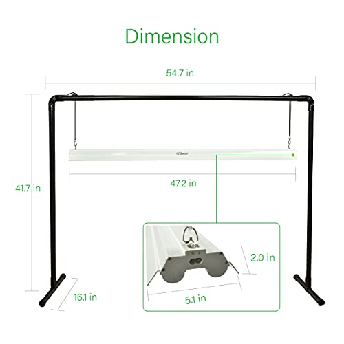 4 feet 40W LED Grow Light Stand Rack for Seedling,Growing Light for Indoor Plant,Natural White Light Full Spectrum LED Grow Light,Height Ajustable, Iron Pipe Frame, with Timer Outlet - style: Iron Pipe 4 Feet