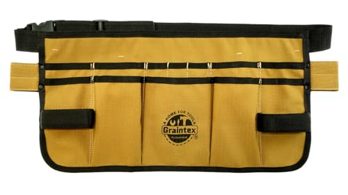 Graintex Heavy-Duty Ripstop Canvas Tool Apron – 12 Pockets, Adjustable Belt, Reinforced Stitching – Carpenter, Gardener, and DIY Utility Waist Apron - color: Khaki