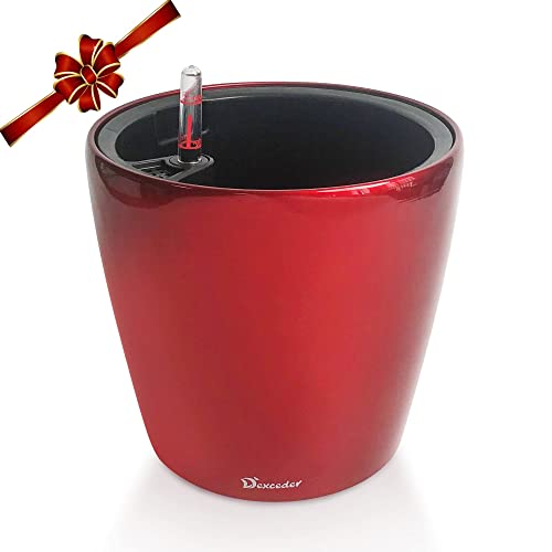 Dexceder 9x8 Self Watering Planter (Red High Gloss) - color: Red, size: 9x8