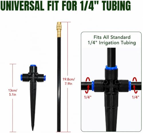 Misting Nozzles 40 Pack, 8" Adjustable Sprayers for 1/4 Tubing - size: 40pcs with ground plug