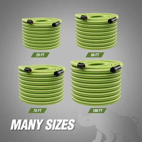 RUGGED RHINO Heavy Duty Garden Hose 75ft x 5/8in, Green and Black - color: Green/Black, size: 75 Feet