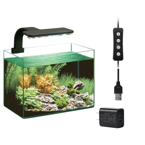 Aquarium Light, 3 Mode Clip on Fish Tank Light with Timer Function, Full Spectrum Aquarium Plant Light, Adjustable Brightness, for 6-10 Inch Fish Tank