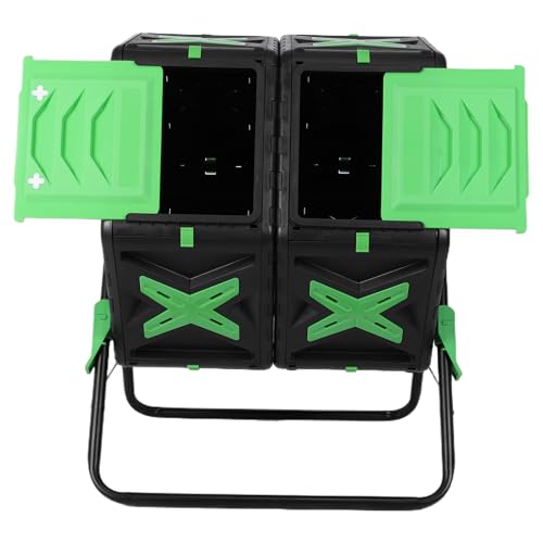 140L Dual Chamber Heavy Duty 360° Rotating Compost Tumbler Bin with Sliding Door Easy Setup Composter for Kitchen Garden Yard Patio Use