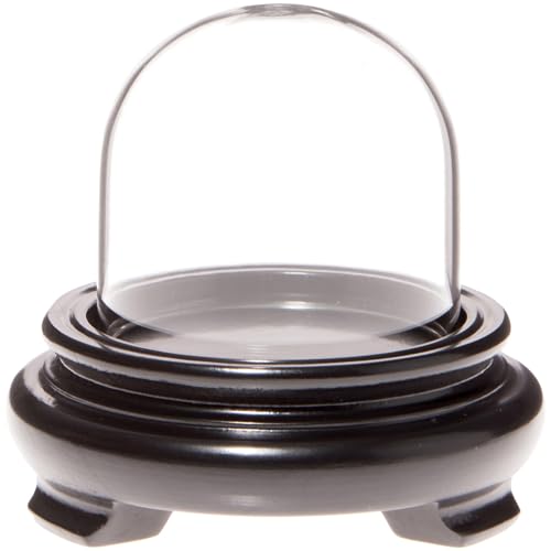 Plymor 2" x 2" Mini Glass Display Dome Cloche (Black Wood Veneer Footed Base) - color: Black Wood Veneer Base