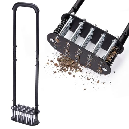 Lothee Lawn Aerator Adjustable Manual Lawn Aerator, Triangle Spike Style - style: Triangle Spike Style