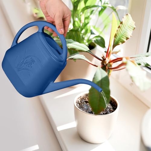 Hand Watering Can - for Home Plant Garden - 1 Gallon - Blue - color: Blue
