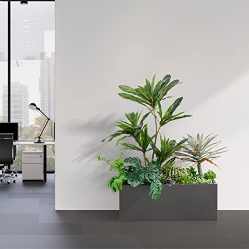 38Lx15Wx15H Rectangular Metallic Planter Box for Outdoor Indoor Plants - color: Gray