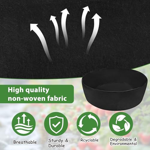 Wenfan 4 Tiered Strawberry Planter Fabric Raised Garden Planting Bed Stackable Strawberry Planter Bag Felt Planting Container for Growing Vegetables Herb Plant, 8 Inch Deep, Round