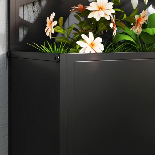 Outsunny Metal Raised Garden Bed with Trellis, Irregular Line Cut-Outs - style: Irregular Line Cut-Outs