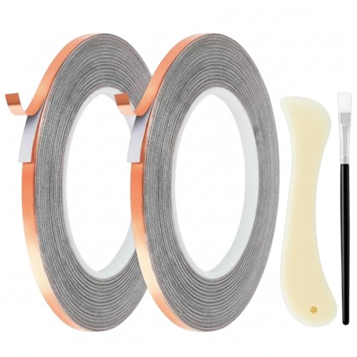 Copper Foil Tape for Stained Glass, Adhesive Pure Copper Foil Tape - color: Golden, size: 7/32inch