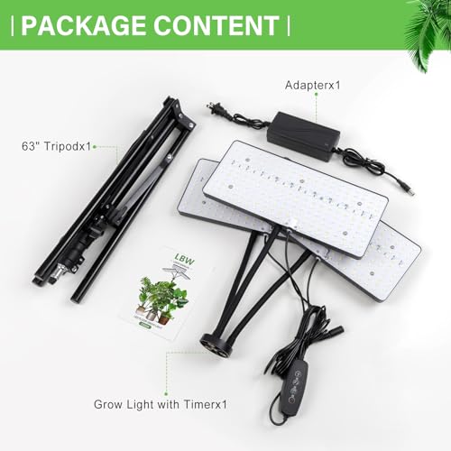 LBW Grow Light for Indoor Plants, 642 LEDs Grow Light with Stand - size: 3-Head