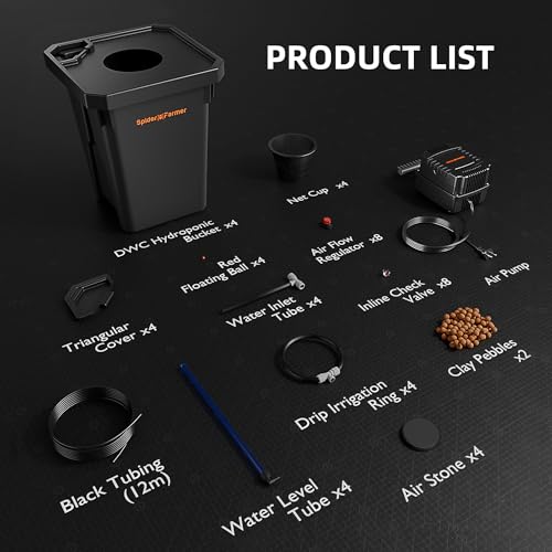 Spider Farmer DWC Hydroponics Growing System Kit 4 Buckets for Indoor Plant - size: 4 Buckets + Top Drip Kit