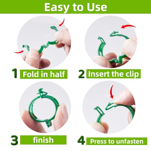 CIQIYO® 200 Pcs Plant Support Clips,Plastic Clips for Securing Plants,Tomato Vine Clips,Plant Fixing Clips,Garden Clips for Climbing Plants,Grape and Vine Vegetables (200, Green) - color: Green