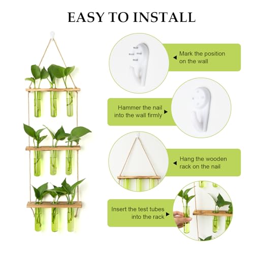 XXXFLOWER Wall Hanging Propagation Station with Wooden Stand Green - size: Green-9 Tube Vase