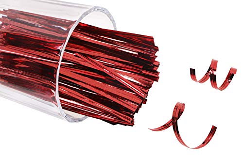 Mini Skater 800pcs 4" Metallic Twist Ties - 7 Colors(Red) - color: Red
