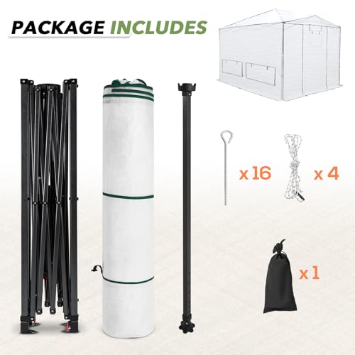 EAGLE PEAK 12x8 Easy Setup Pop Up Greenhouse, Support Pole, Clear/White - color: Clear/White, size: 12x8