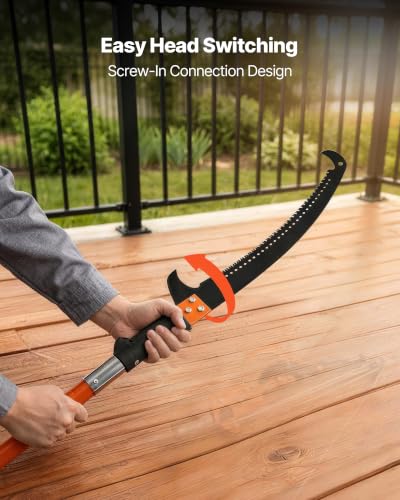 VEVOR Manual Pole Saw, 7.3-27 ft Extendable Tree Pruner, Sharp Steel Blade High Branches Trimming, Manual Branch Trimmer with Lightweight 8 Fiberglass Handles, for Pruning Palms and Shrubs