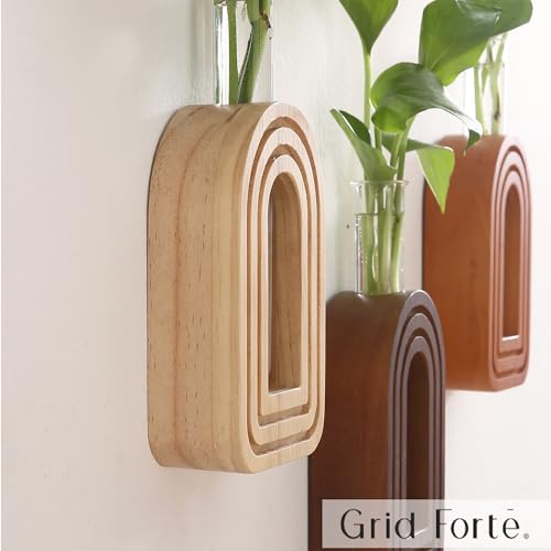 GRID FORTE 4 Pack Wood Wall Arched Propagation Vases