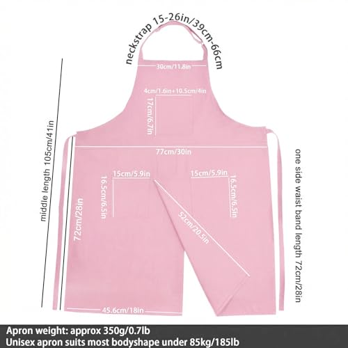 Molaxhome Split Pottery Apron with 3 Pockets Unisex with Adjustable Strap - color: Pink
