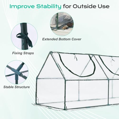 BPS 9x3x3 FT Mini Greenhouse with Roll-Up Zipper Windows, Transparent PVC - color: Transparent, size: 9x3x3 FT