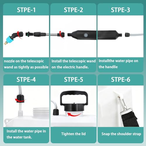 2 Gallon Battery Powered Sprayer, 2000mAh Electric Power White Continuous Battery Operated misting Retractable Long-Reach Metal Wand 5 Multi-Pattern Water attachments - color: White/2 Gallon