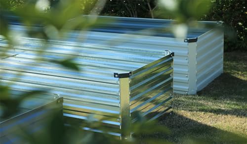 2PCS 10x3x1ft Galvanized Raised Garden Bed Kit,Gardening Planter Box - color: Silver, size: 10x3x1FT(2PCS)