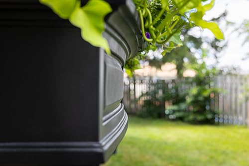 Mayne Nantucket 36in Self-Watering Rectangular Window Box Planter, Black - color: Black, size: 36in