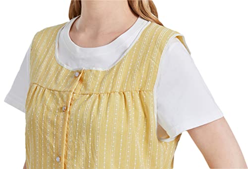 Nanxson Cobbler Aprons for Women with Pockets Smock Apron with Buttons - color: Yellow Stripes, size: XX-Large