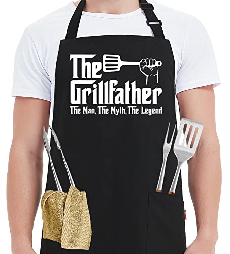 Kaidouma Funny Grill Aprons for Dad - Men’s Chef Cooking Grilling BBQ Apron - color: The Grillfather the Man