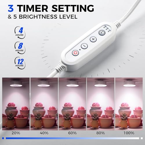 Barrina OG09 Puck Grow Light, 54W(6 x 9W), Pinkish White, Timer, 6 Packs - color: Pinkish White-White Cover, size: 6 Packs with Timer
