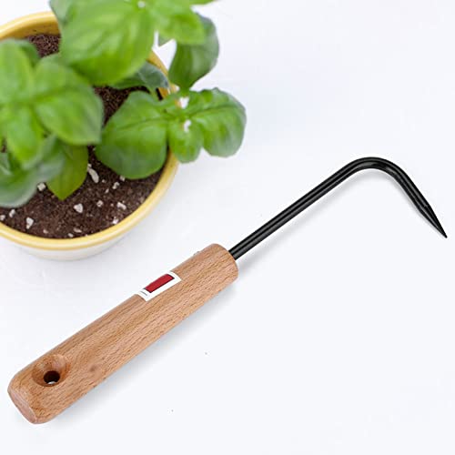 GLOGLOW Bonsai Tool Root Pick Rake Gardening Manganese Steel Hook with Ergonomic Wooden Handle
