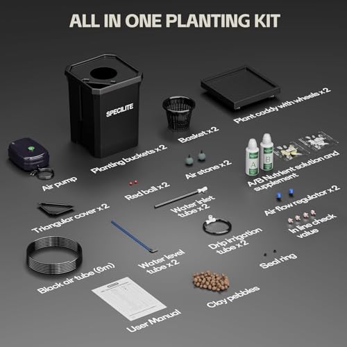 SPECILITE 7 Gallon 2 Buckets DWC Hydroponics Grow System with Wheels