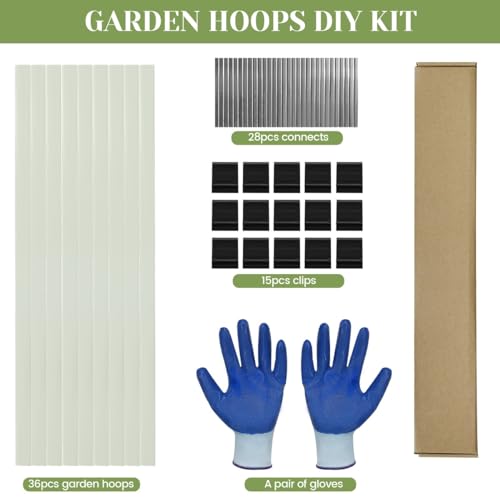 Greenhouse Hoops 36pcs, Sunwuk Garden Hoops for 1-3.5ft Wide Raised Bed, 9 Sets of 5.6ft Long Super Bendable Fiberglass Support Hoops Frame, Mini Greenhouse Strip for Row Cover (S Size) - style: 36pcs