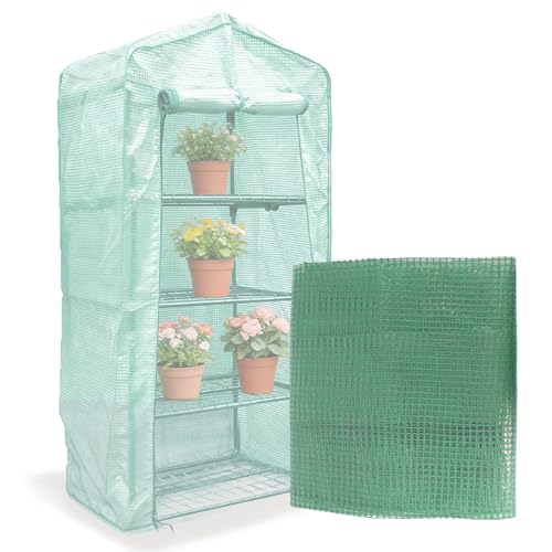 4 Tier Mini Greenhouse Replacement Cover 63ร27.2ร19.3in, Frame Not Included - color: Green-63" x 27.2" x 19.3"(PE)