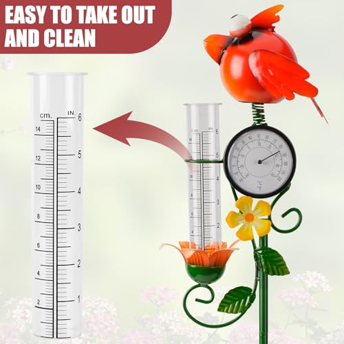 Joint Honglin Metal Adorable Bird Rain Gauge with Outdoor Temperature - color: Yellow