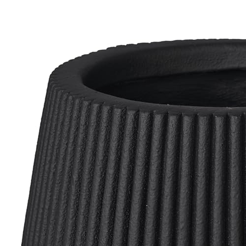 16" Pear-Shaped Fluted Planter - Handmade Fiberglass Composite - color: Black, size: Pear-shaped