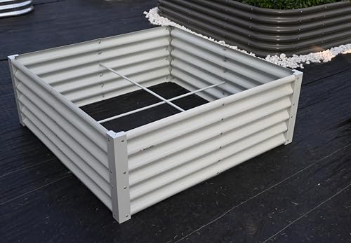 Anleolife 12-Bed Rectangle, L-Shaped & Square Raised Bed, Antique White - color: Bloom-white, size: Set of 12