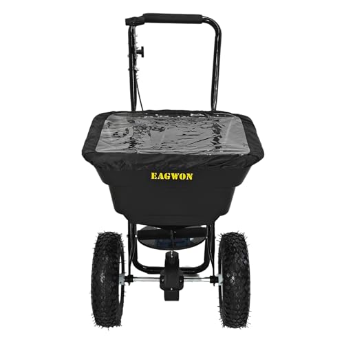 Broadcast Spreader, Capacity Lawn Spreader & Fertilizer Spreader, Rustproof Poly Hopper, Adjustable Drop Rate, All-Terrain Pneumatic Tires, Epoxy-Coated Frame for Lawn Care (80lb) - size: 80lb