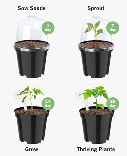 homenote 3/4/5 Inch Black Plastic Nursery Pots with Humidity Domes (15 Pcs) - color: Black-with Lid, size: 3/4/5 Inch-15 Pack