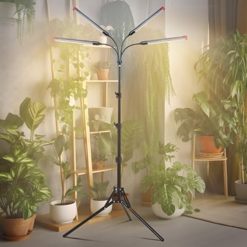 4‑Head Full Spectrum Standing Grow Light for Tall Indoor Plants - size: Stand-4Head-36W