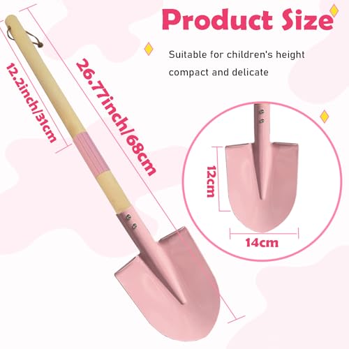 Small Garden Shovel-Kid's Size Wooden Handle Metal Head Shovel (Pink) - color: Pink