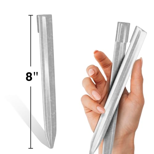 WORTH 13Pcs 8 in. Metal Landscape Edging Stakes, Silver Steel Garden Spikes - color: Silver, size: 8 Inch-13Pcs