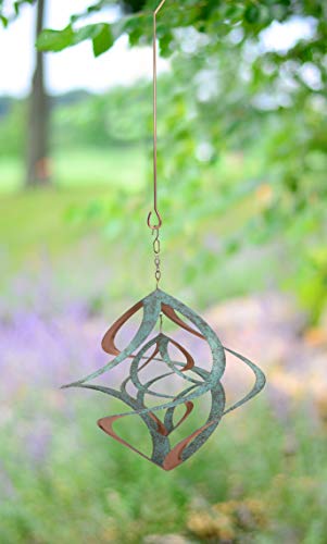 Red Carpet Studios Deluxe Double Helix Cosmix Wind Spinner, 14-Inch, Patina and Copper - color: Deluxe With Hanger Patina & Copper Finish