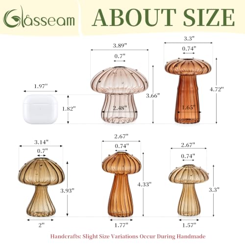 Glasseam Mushroom Plant Propagation Station, Small Glass Propagation Vases - color: Amber, size: 5
